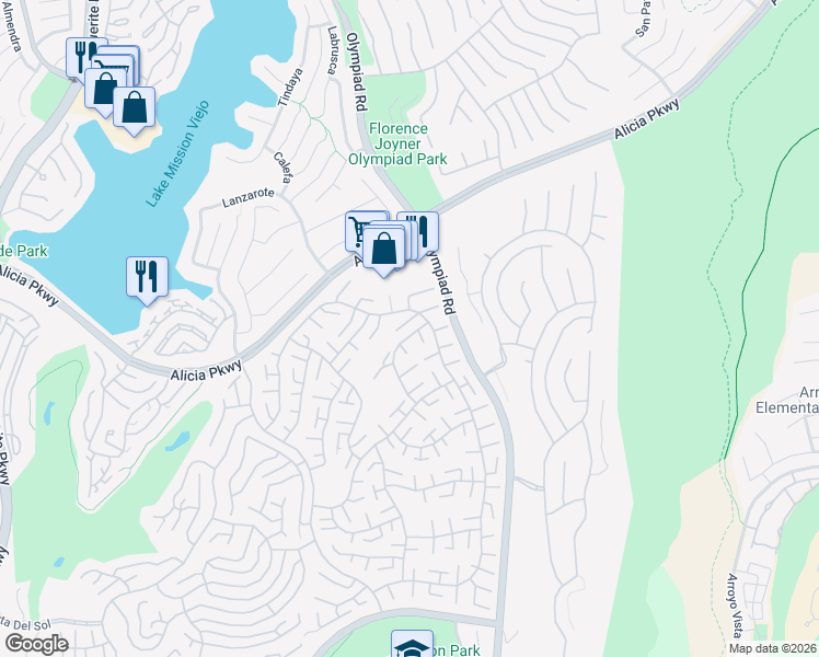 map of restaurants, bars, coffee shops, grocery stores, and more near 28446 Alava in Mission Viejo