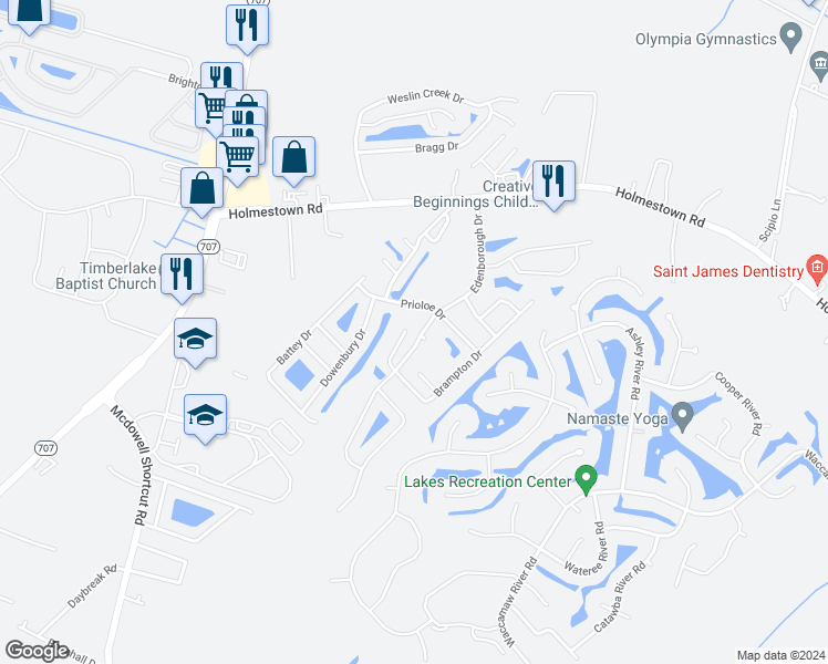 map of restaurants, bars, coffee shops, grocery stores, and more near 3246 Gervais Lane in Myrtle Beach