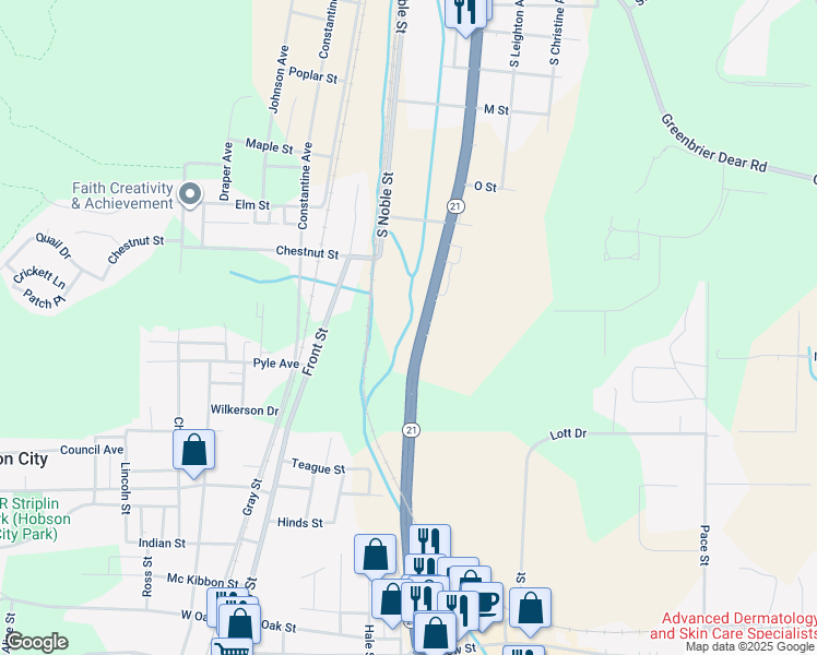 map of restaurants, bars, coffee shops, grocery stores, and more near 1704 South Quintard Avenue in Anniston