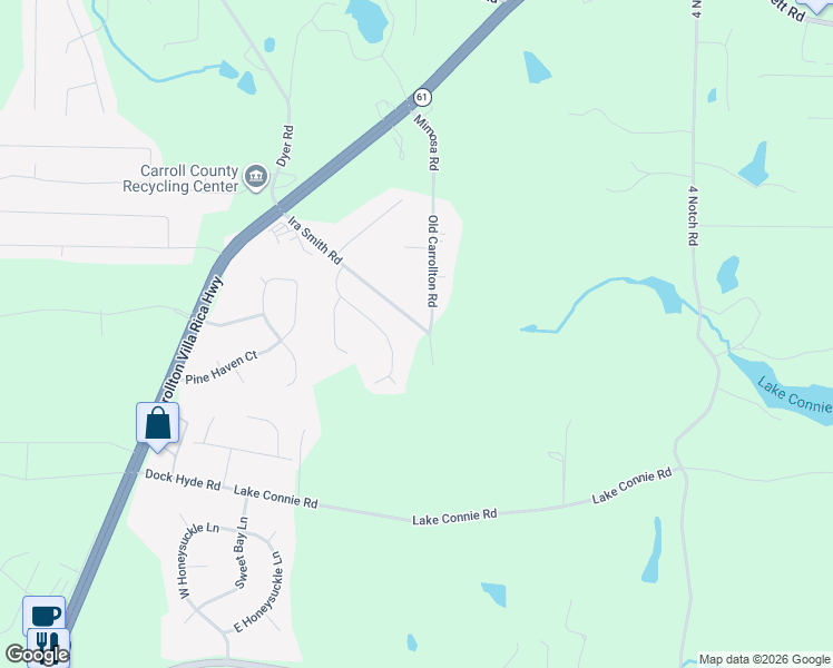 map of restaurants, bars, coffee shops, grocery stores, and more near 209 Ira Smith Rd in Carrollton