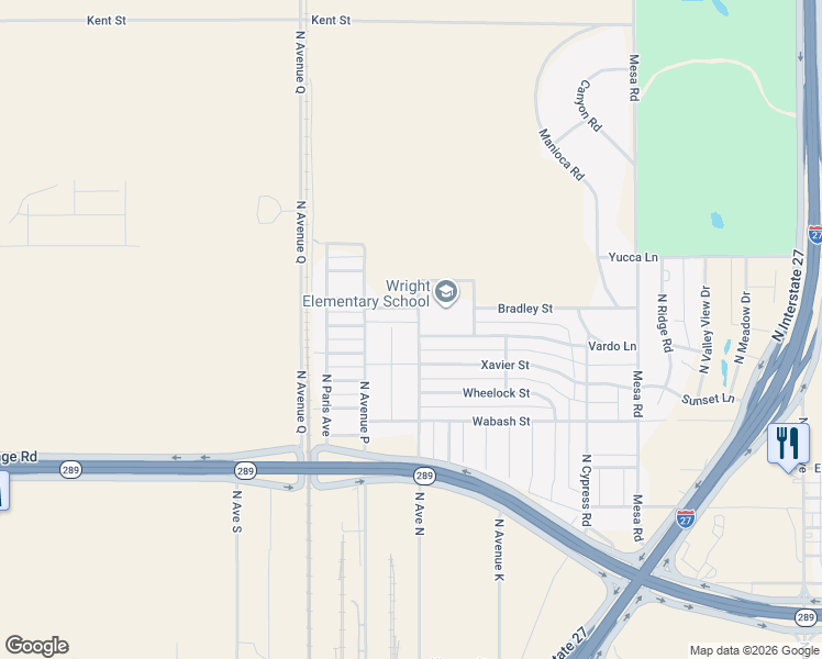 map of restaurants, bars, coffee shops, grocery stores, and more near 2700 North Avenue North in Lubbock