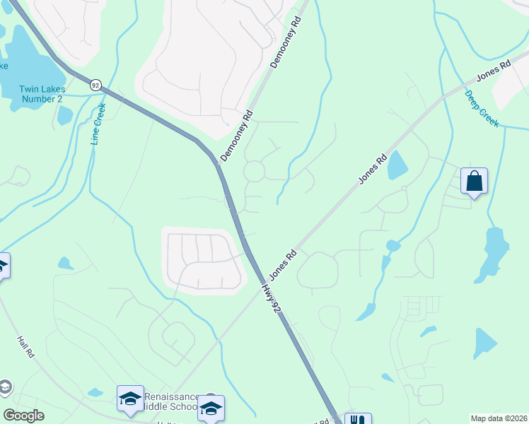 map of restaurants, bars, coffee shops, grocery stores, and more near 307 Old Arch Lane in Fairburn