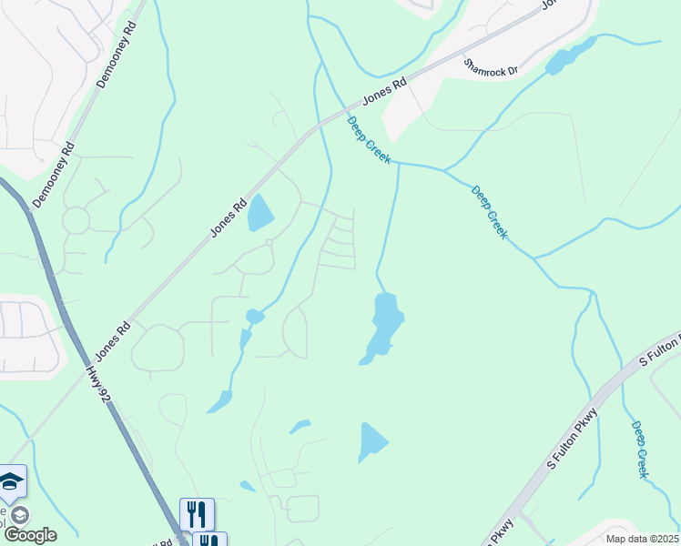 map of restaurants, bars, coffee shops, grocery stores, and more near 6874 Derby Avenue in Fairburn