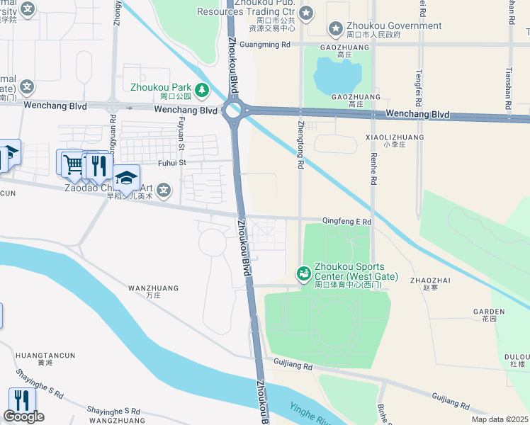 map of restaurants, bars, coffee shops, grocery stores, and more near in Zhou Kou Shi