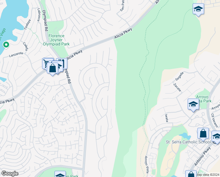 map of restaurants, bars, coffee shops, grocery stores, and more near 23162 Stoneridge in Mission Viejo