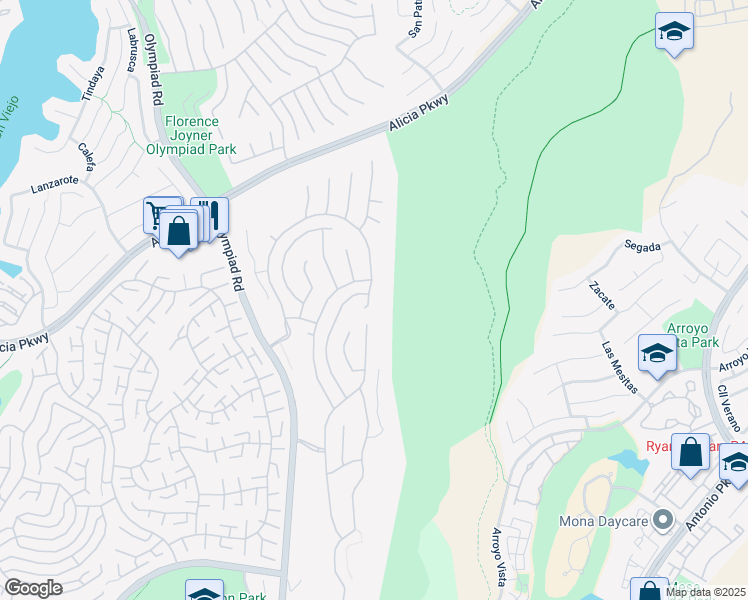 map of restaurants, bars, coffee shops, grocery stores, and more near 23162 Stoneridge in Mission Viejo