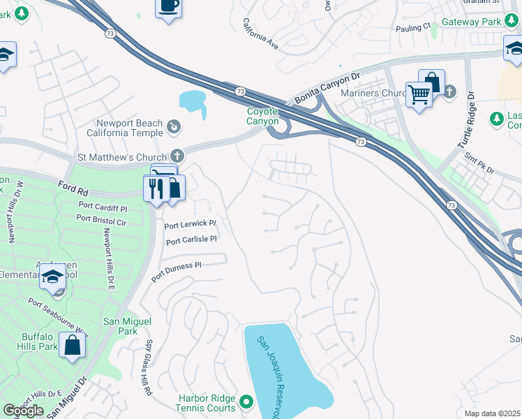 map of restaurants, bars, coffee shops, grocery stores, and more near 1 Cavaillon in Newport Beach