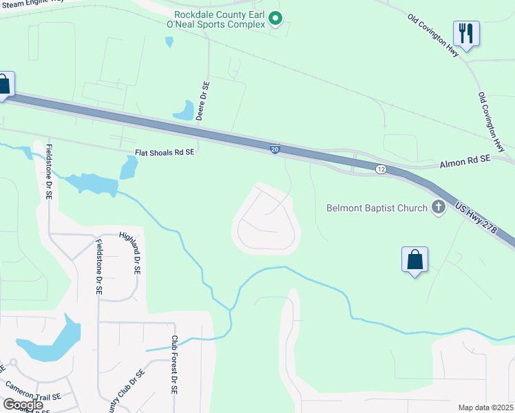 map of restaurants, bars, coffee shops, grocery stores, and more near 330 Piedmont Circle in Covington