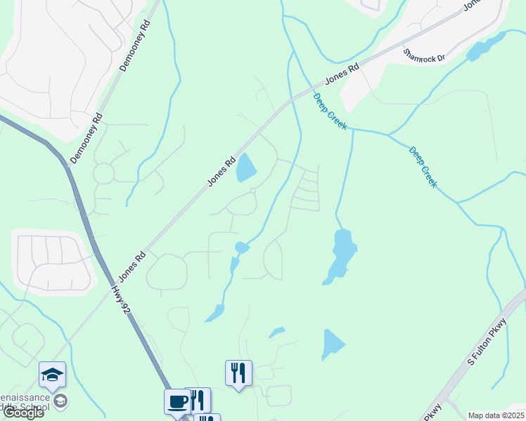 map of restaurants, bars, coffee shops, grocery stores, and more near 4720 Buffalo Street in Fairburn