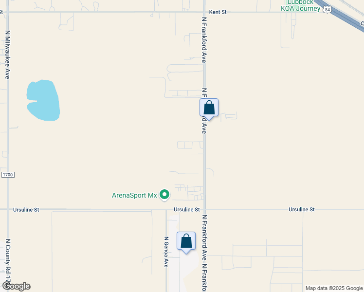map of restaurants, bars, coffee shops, grocery stores, and more near 2701 North Frankford Avenue in Lubbock