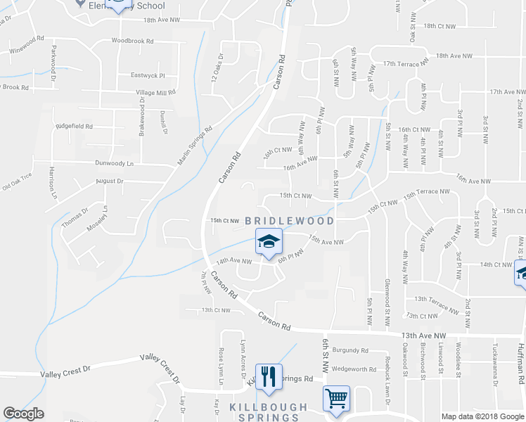 map of restaurants, bars, coffee shops, grocery stores, and more near 1524 7th Street Northwest in Birmingham