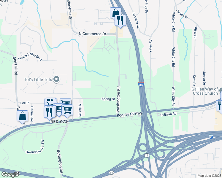 map of restaurants, bars, coffee shops, grocery stores, and more near 4760 Silverdale Road in College Park