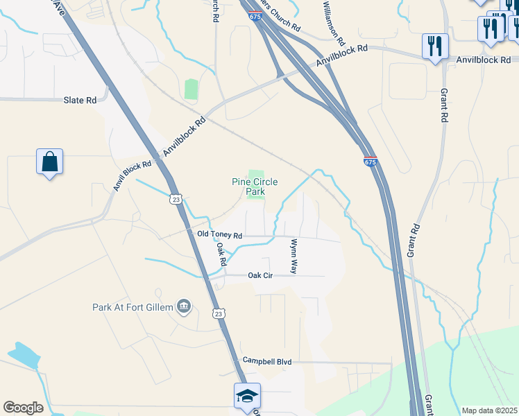 map of restaurants, bars, coffee shops, grocery stores, and more near 4699 Pine Circle in Ellenwood