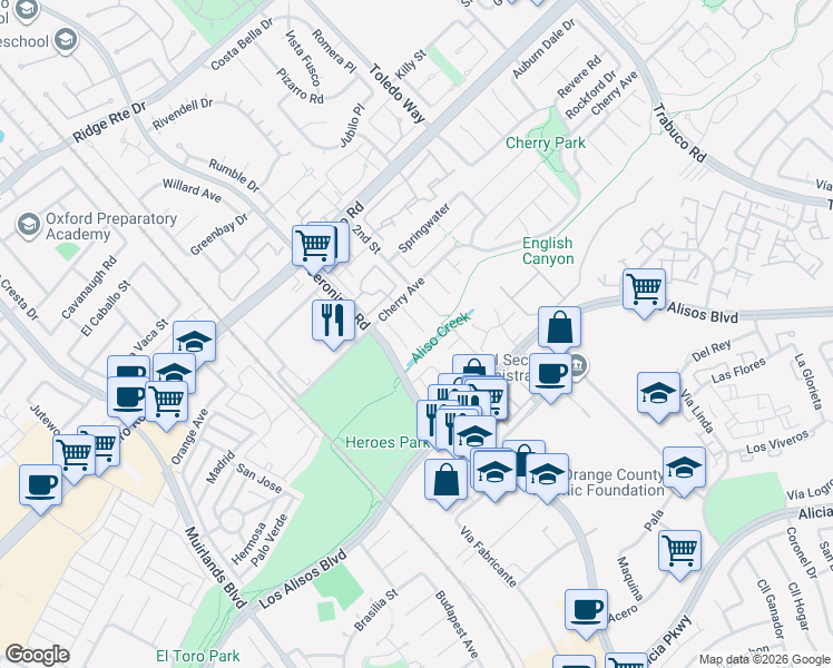 map of restaurants, bars, coffee shops, grocery stores, and more near in Lake Forest