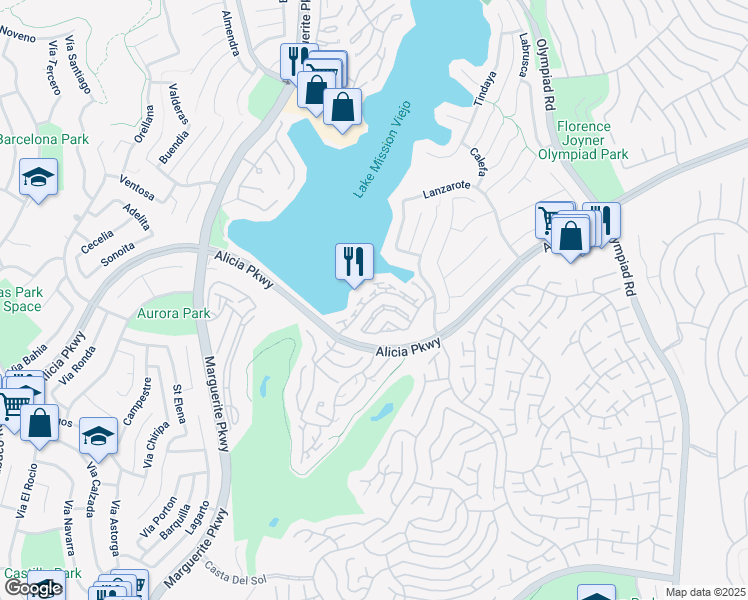 map of restaurants, bars, coffee shops, grocery stores, and more near in Mission Viejo
