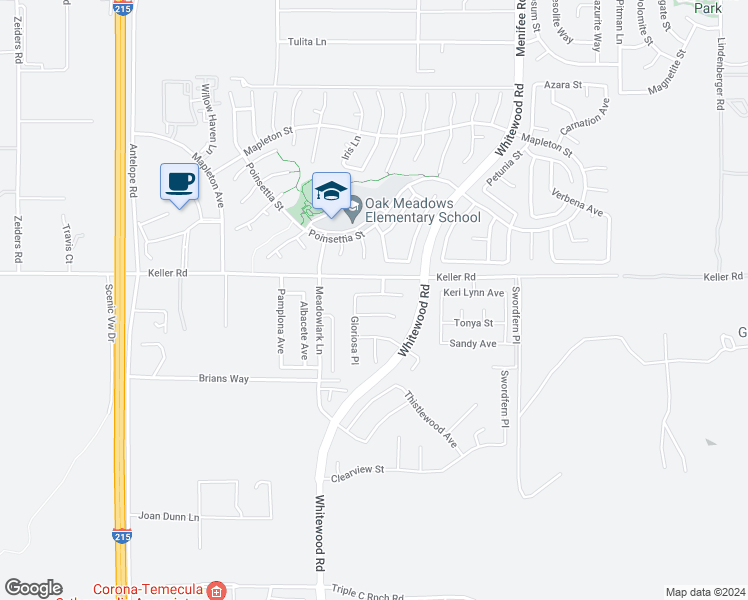 map of restaurants, bars, coffee shops, grocery stores, and more near 28509 Authurium Way in Murrieta