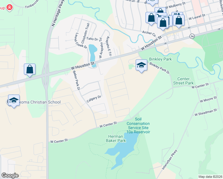 map of restaurants, bars, coffee shops, grocery stores, and more near 509 South Glacier Drive in Sherman