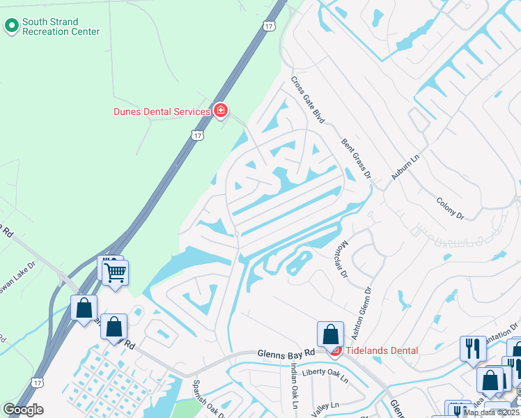 map of restaurants, bars, coffee shops, grocery stores, and more near 630 Sandberg Street in Myrtle Beach