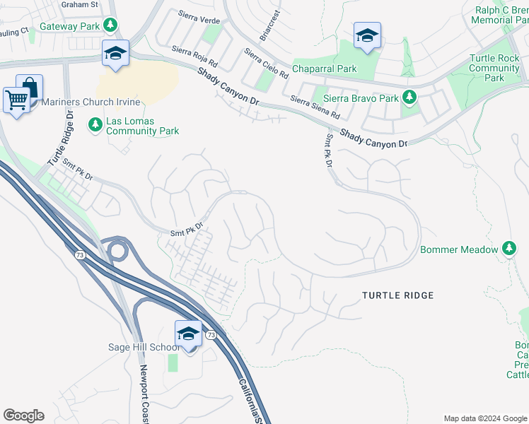 map of restaurants, bars, coffee shops, grocery stores, and more near 28 Castlerock in Irvine