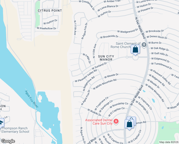 map of restaurants, bars, coffee shops, grocery stores, and more near 11033 West Pleasant Valley Road in Sun City