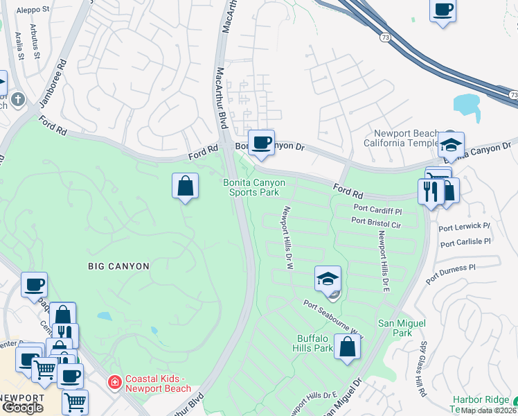 map of restaurants, bars, coffee shops, grocery stores, and more near 1700 Port Margate Place in Newport Beach