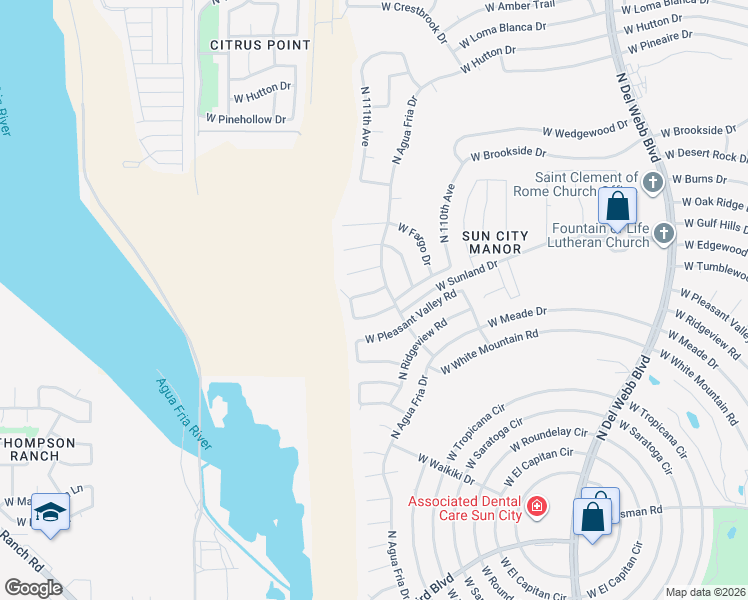 map of restaurants, bars, coffee shops, grocery stores, and more near 11073 West Edgewood Drive in Sun City