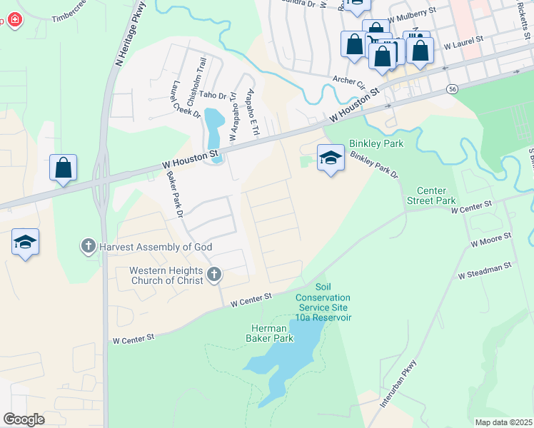 map of restaurants, bars, coffee shops, grocery stores, and more near 509 South Glacier Drive in Sherman