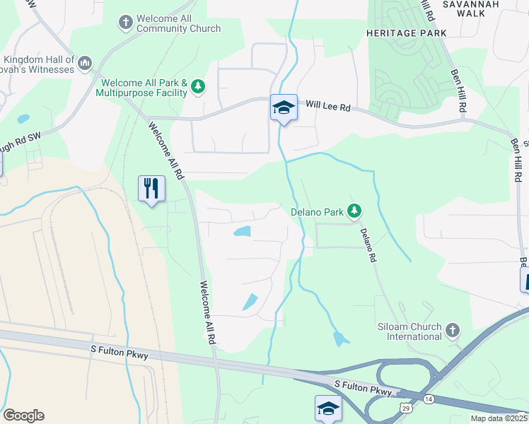 map of restaurants, bars, coffee shops, grocery stores, and more near 4139 Kensington Cove in Atlanta