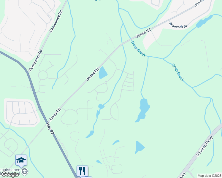 map of restaurants, bars, coffee shops, grocery stores, and more near 4716 Buffalo Street in Fairburn