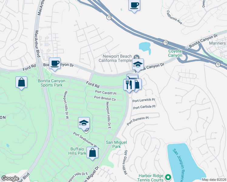 map of restaurants, bars, coffee shops, grocery stores, and more near 2012 Port Bristol Circle in Newport Beach