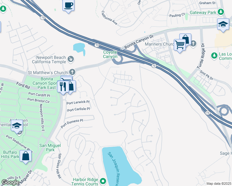 map of restaurants, bars, coffee shops, grocery stores, and more near 16 Fayence in Newport Beach