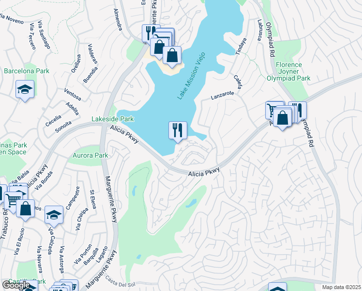 map of restaurants, bars, coffee shops, grocery stores, and more near 27861 Chipiona in Mission Viejo
