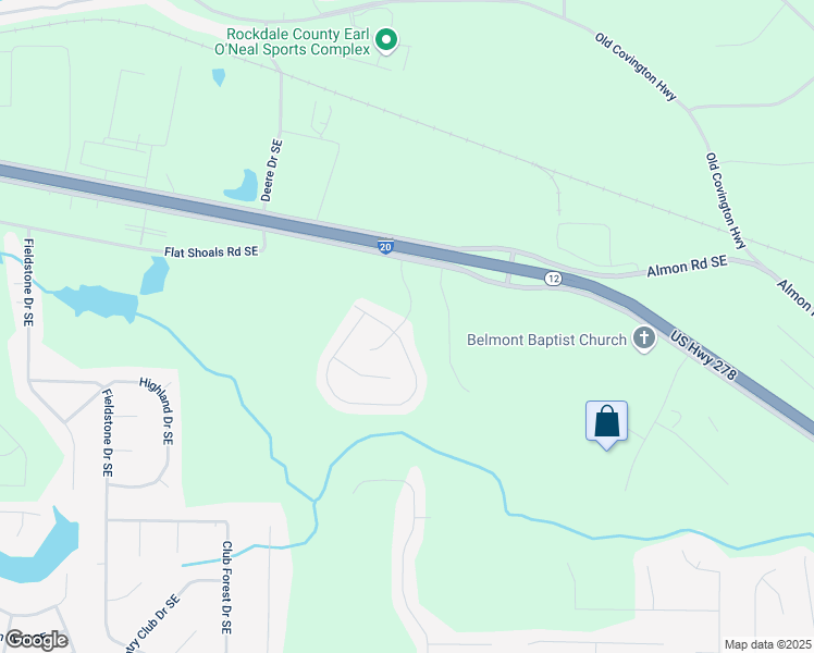 map of restaurants, bars, coffee shops, grocery stores, and more near 15 Manas Court in Covington