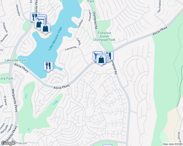 map of restaurants, bars, coffee shops, grocery stores, and more near 28222 Alava in Mission Viejo