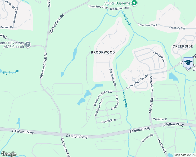 map of restaurants, bars, coffee shops, grocery stores, and more near 4719 Brookwood View in College Park