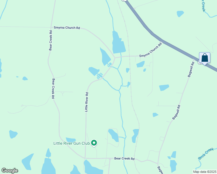 map of restaurants, bars, coffee shops, grocery stores, and more near 114 Little River Road in Carrollton