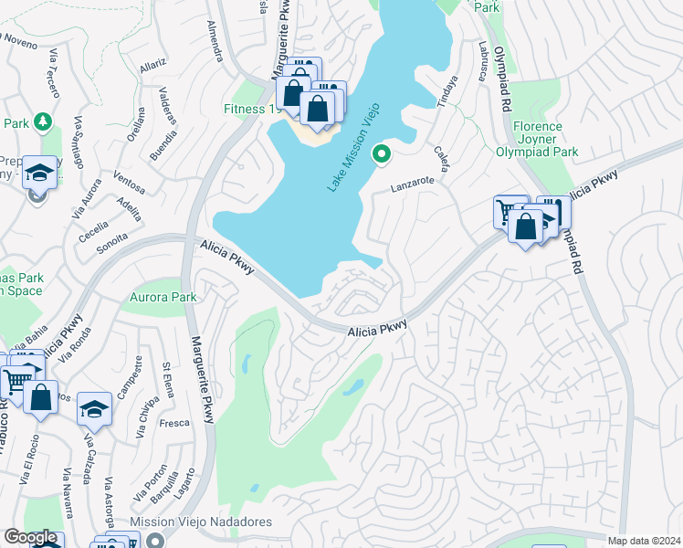 map of restaurants, bars, coffee shops, grocery stores, and more near in Mission Viejo