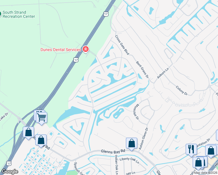 map of restaurants, bars, coffee shops, grocery stores, and more near 671 Sandberg Street in Myrtle Beach