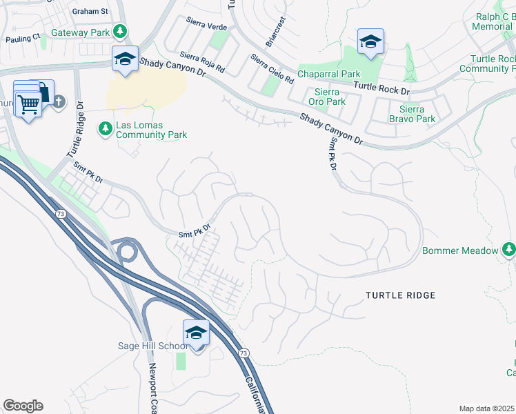 map of restaurants, bars, coffee shops, grocery stores, and more near 23 Castlerock in Irvine