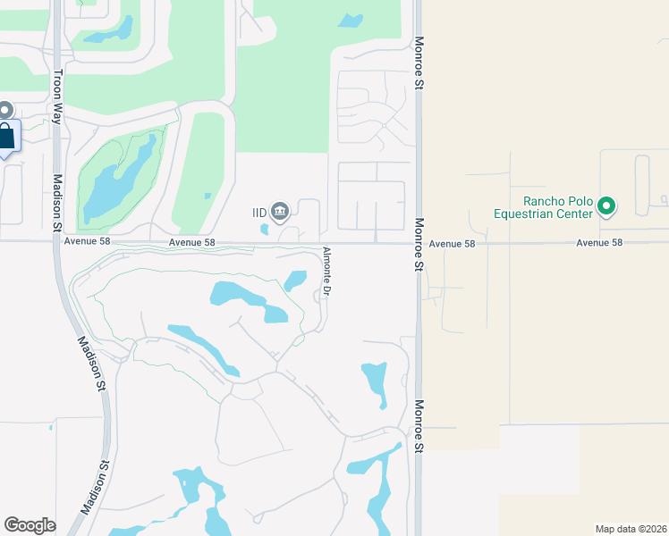 map of restaurants, bars, coffee shops, grocery stores, and more near 58200 Almonte Drive in La Quinta