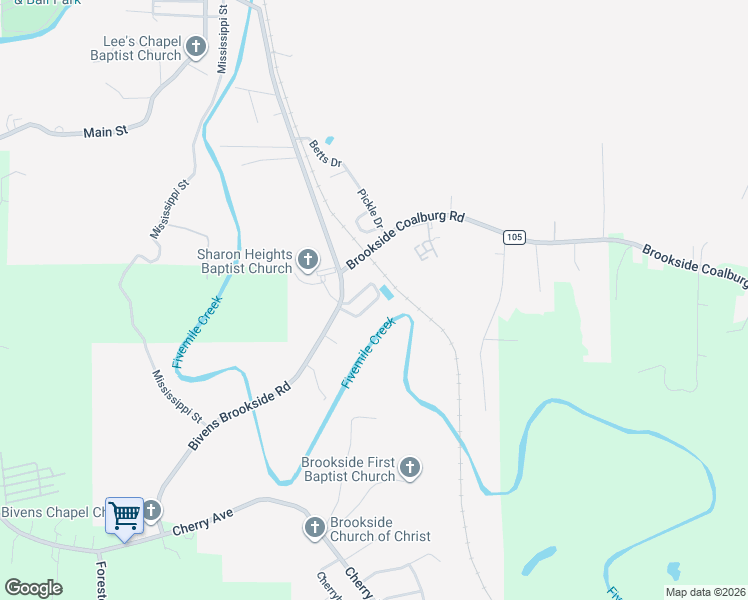 map of restaurants, bars, coffee shops, grocery stores, and more near 2358 Brookside Coalburg Road in Birmingham