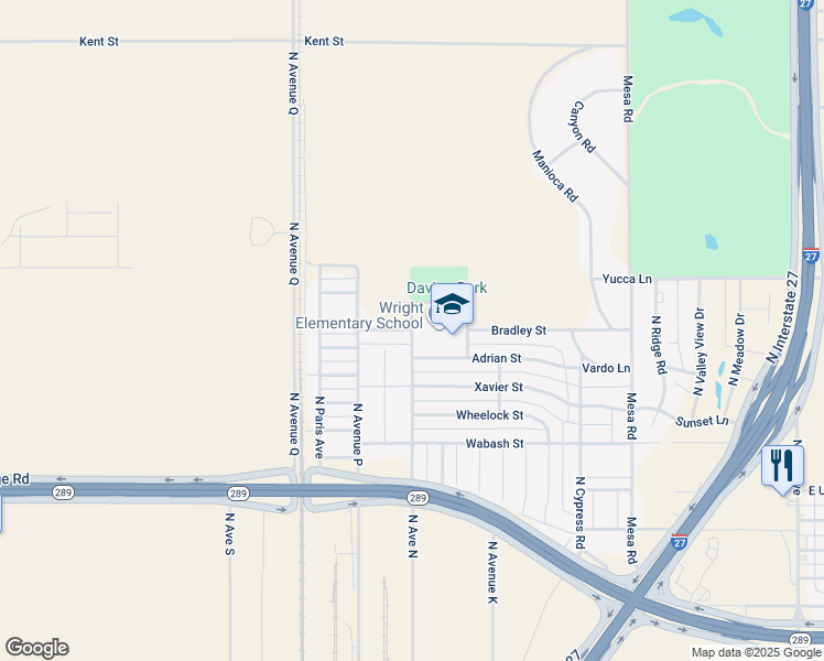 map of restaurants, bars, coffee shops, grocery stores, and more near 3001 North Avenue North in Lubbock