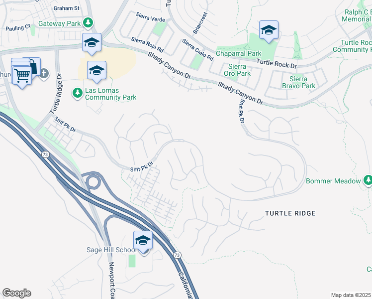 map of restaurants, bars, coffee shops, grocery stores, and more near 21 Castlerock in Irvine