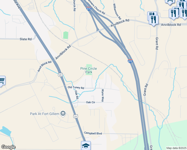map of restaurants, bars, coffee shops, grocery stores, and more near 4682 Pine Circle in Ellenwood