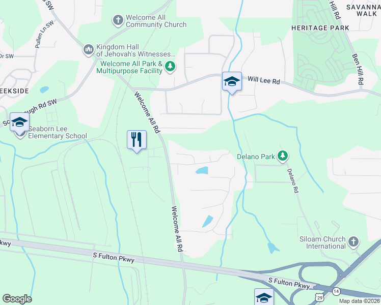 map of restaurants, bars, coffee shops, grocery stores, and more near 270 Laura Circle in Atlanta