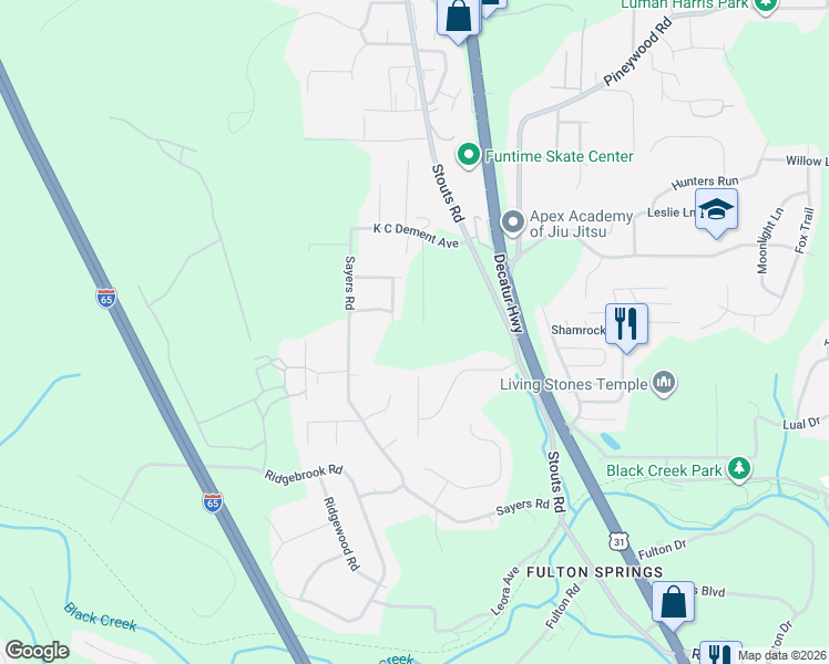 map of restaurants, bars, coffee shops, grocery stores, and more near 2907 Dave Cliff Drive in Fultondale