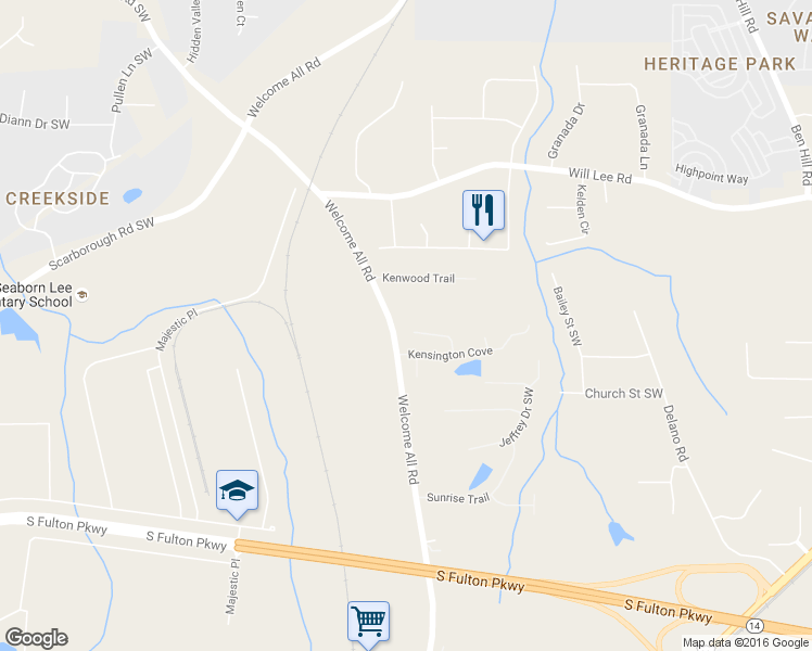 map of restaurants, bars, coffee shops, grocery stores, and more near 200 Laura Circle in College Park