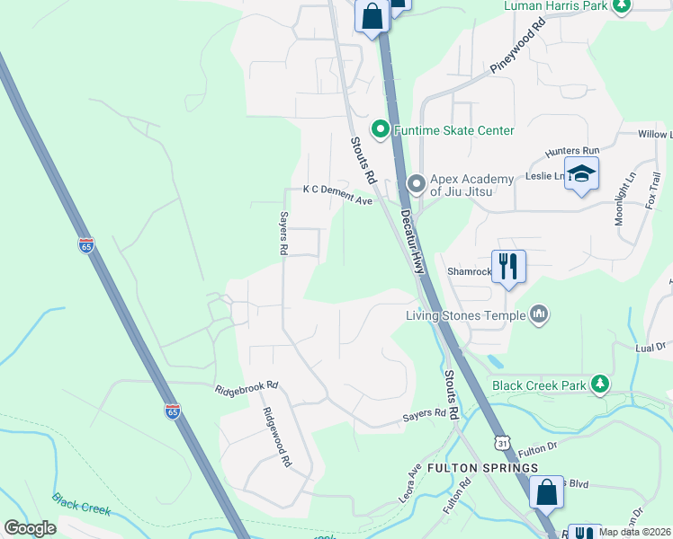 map of restaurants, bars, coffee shops, grocery stores, and more near 2907 Dave Cliff Drive in Fultondale
