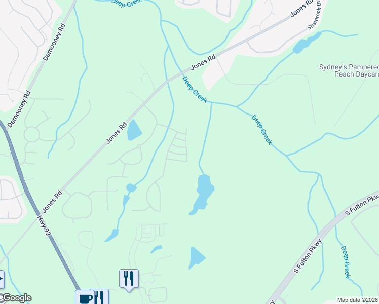 map of restaurants, bars, coffee shops, grocery stores, and more near 6838 Derby Avenue in Fairburn