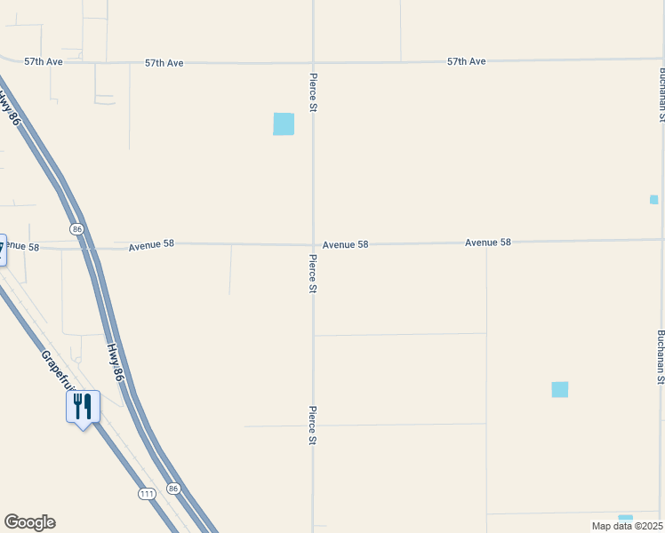 map of restaurants, bars, coffee shops, grocery stores, and more near Avenue 58 in Thermal